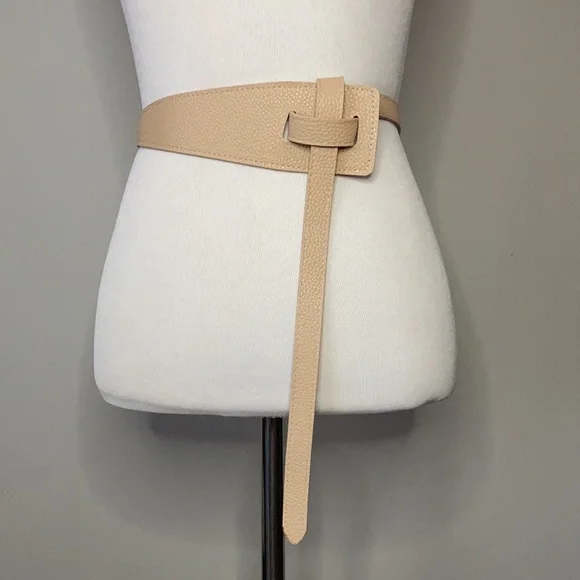 NWT Tan Wrap Coat Belt Vegan Leather O/S - Picture 4 of 10